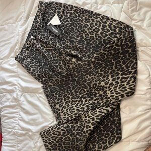 Boohoo Animal Print Trousers in Black and Tan